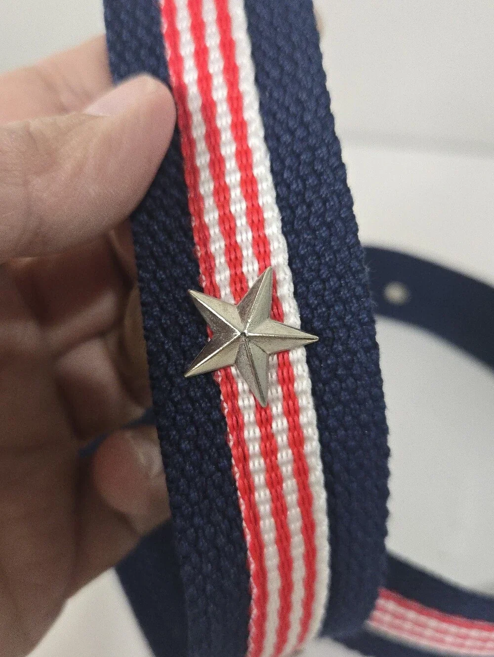 Vintage Red White Blue Belt With Star Studs